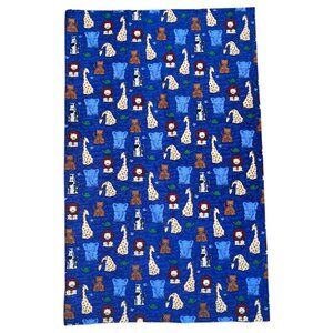 VTG 1998 Fabric Traditions Safari Zoo Animal Print Cotton Blue 1 Yard Lion Zebra